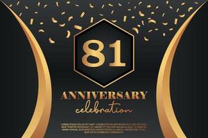 81st Anniversary celebration Logo with golden Colored vector design for greeting abstract illustration
