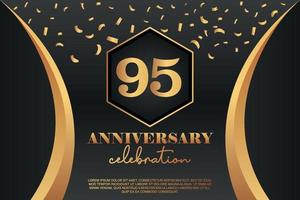 95th Anniversary celebration Logo with golden Colored vector design for greeting abstract illustration