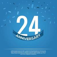 24th anniversary celebration vector design with white color numbers and white color font on blue color background abstract