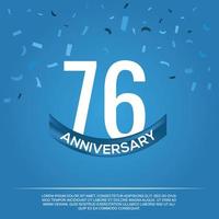 76th anniversary celebration vector design with white color numbers and white color font on blue color background abstract