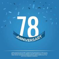 78th anniversary celebration vector design with white color numbers and white color font on blue color background abstract