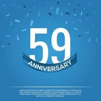 59th anniversary celebration vector design with white color numbers and white color font on blue color background abstract