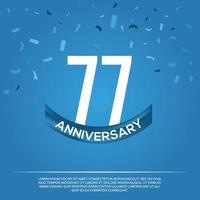 77th anniversary celebration vector design with white color numbers and white color font on blue color background abstract