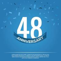 48th anniversary celebration vector design with white color numbers and white color font on blue color background abstract