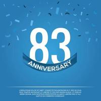 83rd anniversary celebration vector design with white color numbers and white color font on blue color background abstract