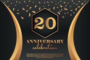 20th Anniversary celebration Logo with golden Colored vector design for greeting abstract illustration