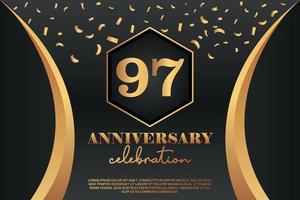 97th Anniversary celebration Logo with golden Colored vector design for greeting abstract illustration