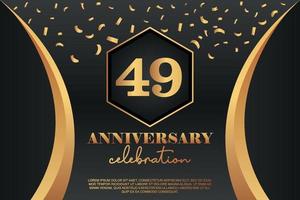 49th Anniversary celebration Logo with golden Colored vector design for greeting abstract illustration