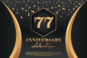 77th Anniversary celebration Logo with golden Colored vector design for greeting abstract illustration