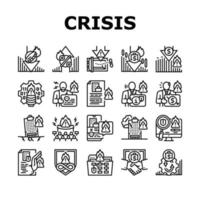 crisis management risk strategy icons set vector