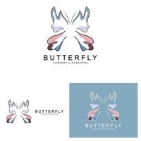 Butterfly Logo Design, Beautiful Flying Animal, Company Brand Icon Illustration, Screen Printing, Salon vector