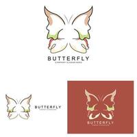 Butterfly Logo Design, Beautiful Flying Animal, Company Brand Icon Illustration, Screen Printing, Salon vector