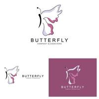 Butterfly Logo Design, Beautiful Flying Animal, Company Brand Icon Illustration, Screen Printing, Salon vector