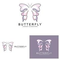 Butterfly Logo Design, Beautiful Flying Animal, Company Brand Icon Illustration, Screen Printing, Salon vector