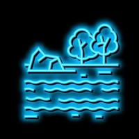 ilustración de icono de resplandor de neón de paisaje de río vector