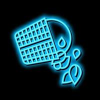 emptying skimmer baskets neon glow icon illustration vector