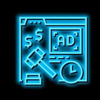 real time bidding neon glow icon illustration vector