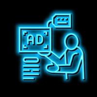advertiser of ad placement neon glow icon illustration vector