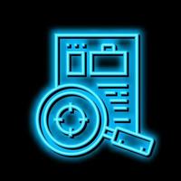 researching cv or business case neon glow icon illustration vector