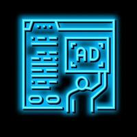 algorithmic ad placement publisher neon glow icon illustration vector