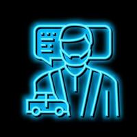 male driving school instructor neon glow icon illustration vector