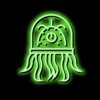 alien creature with tentacles neon glow icon illustration vector