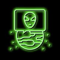 alien planet neon glow icon illustration vector