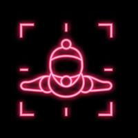 wingsuit sportsman make video neon glow icon illustration vector