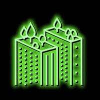 tree gardening on skyscraper roof neon glow icon illustration vector