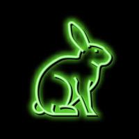 Conejo mascota neón resplandor icono ilustración vector