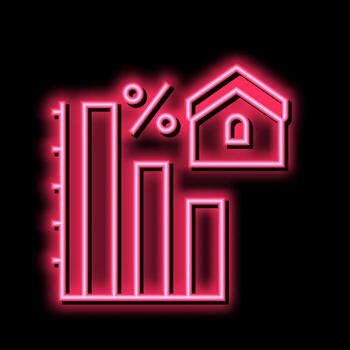 mortgage decrease in interest payments neon glow icon illustration vector