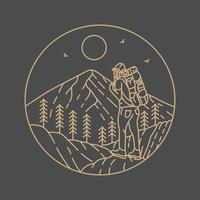 Backpacker Enjoy the Peak of the Mountain Monoline Design for Apparel vector