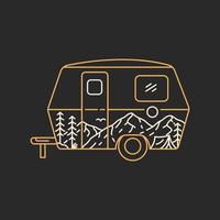 aventuras de camper camioneta monoline diseño para vestir vector