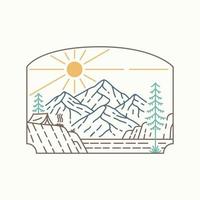 Camping and Enjoy the Nature Landscape Monoline Design for Apparel vector