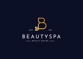 Initial letter B with leaf logo design. Initial symbol for beauty or spa business identity. Alphabet vector element