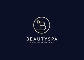 Initial letter B with leaf logo design. Initial symbol for beauty or spa business identity. Alphabet vector element