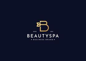 Initial letter B with leaf logo design. Initial symbol for beauty or spa business identity. Alphabet vector element