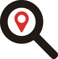 Map pin and magnifying glass icon. vector