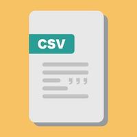 CSV file with a yellow background. Flat vector icon.