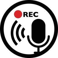 Microphone icon that sends REC recording and audio. vector