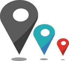 Images of map pins in various sizes and colors. vector