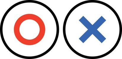 Circle and cross mark icons. Simple vector illustration to represent right or wrong answer, success or failure.