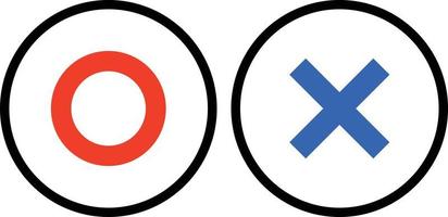 Circle and cross mark icons. Simple vector illustration to represent right or wrong answer, success or failure.