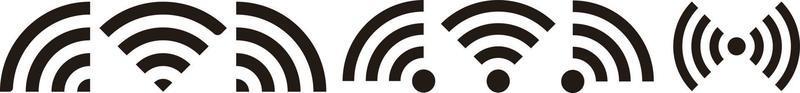 Diverse styles of wifi icons. Multiple ways to represent radio waves. vector