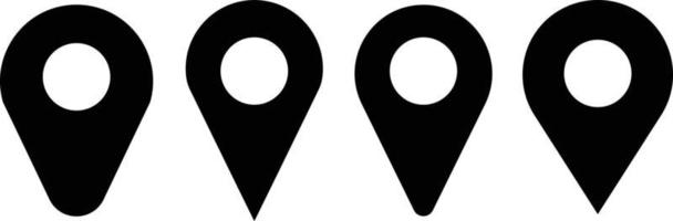 Map pin icons of various sizes. Black vector. vector