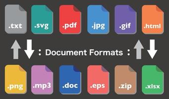 File Formats of Document icons. vector