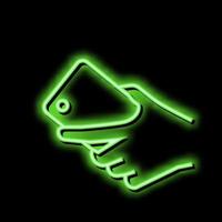 hand carrying smartphone neon glow icon illustration vector