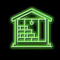 inside wall insulation with mineral wool neon glow icon illustration vector