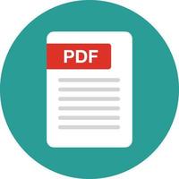 Flat icon of PDF in round background. vector. vector