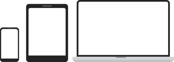 Set of computer, laptop, tablet and phone. vector